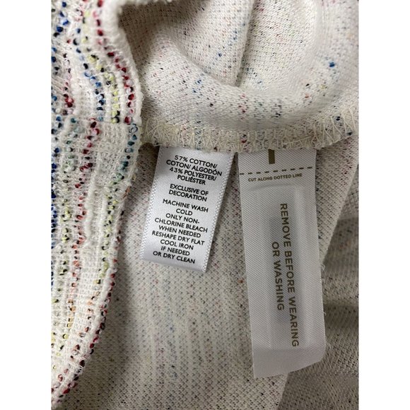 Ann Taylor Loft Rainbow Tweed Dress Medium Short Balloon Half Sleeve Pockets - Picture 9 of 11